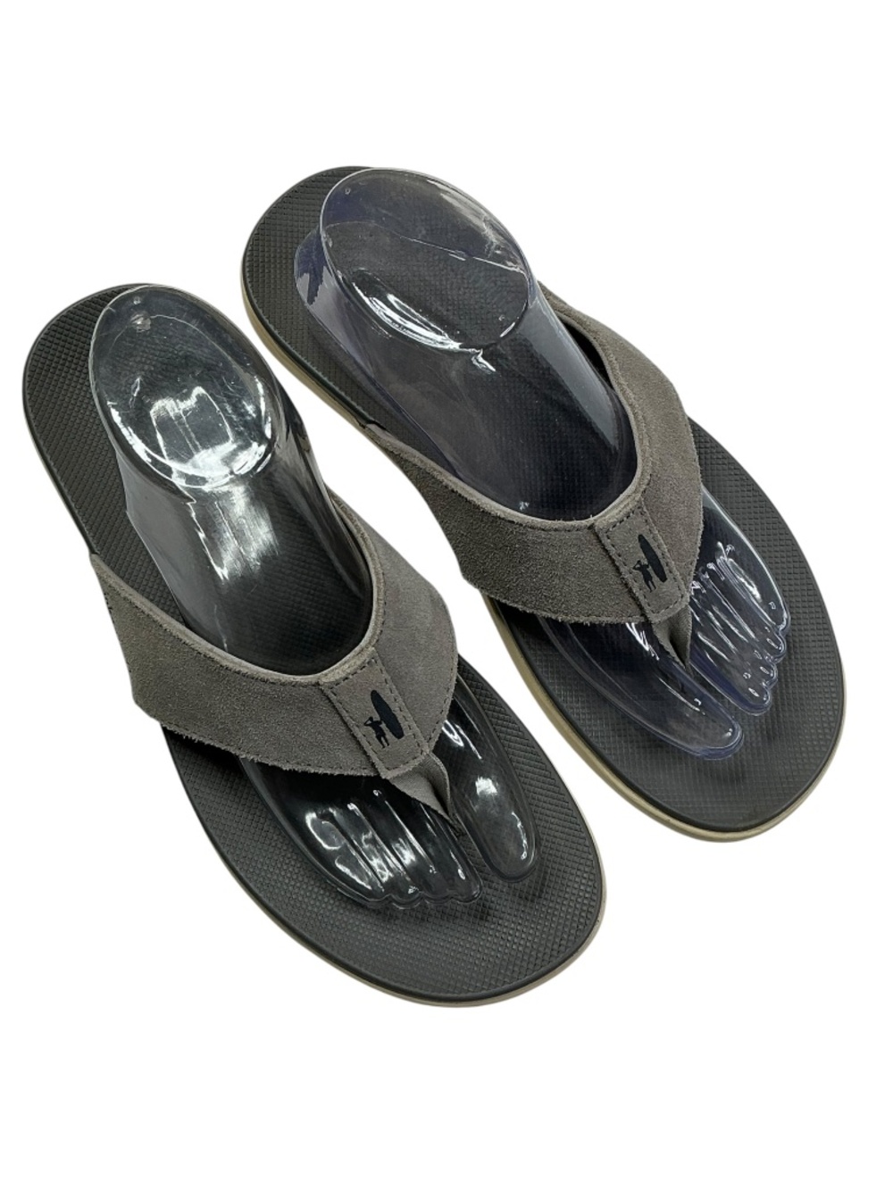 Johnnie-O Dockside Leather Flip Flop Sandals Gray Men's US 9 Suede